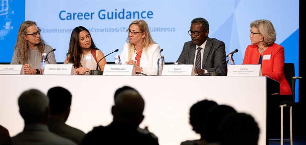 Alumni panel answering student questions